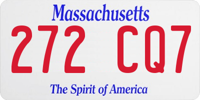 MA license plate 272CQ7