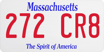 MA license plate 272CR8