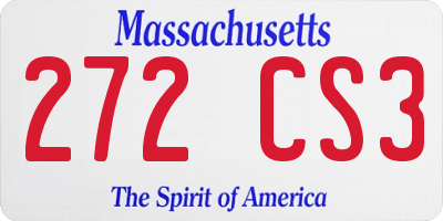 MA license plate 272CS3