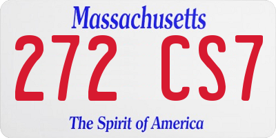 MA license plate 272CS7