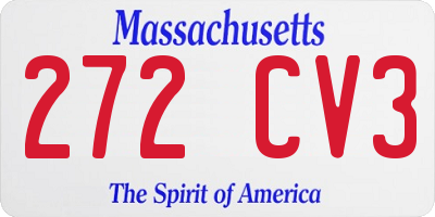 MA license plate 272CV3