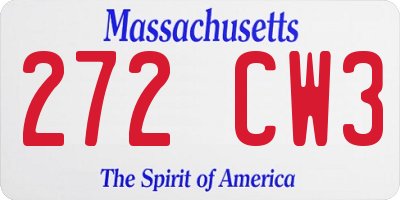 MA license plate 272CW3