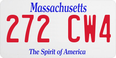 MA license plate 272CW4