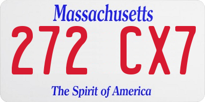 MA license plate 272CX7