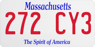 MA license plate 272CY3