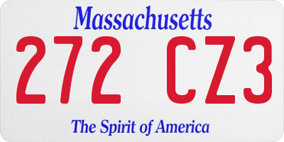 MA license plate 272CZ3