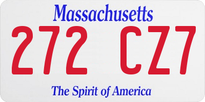 MA license plate 272CZ7
