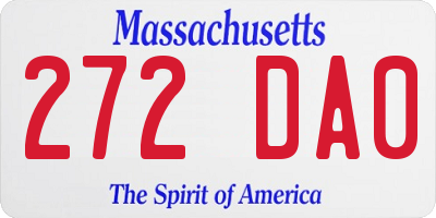 MA license plate 272DA0