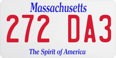 MA license plate 272DA3