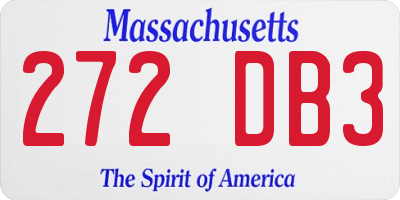 MA license plate 272DB3
