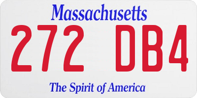 MA license plate 272DB4