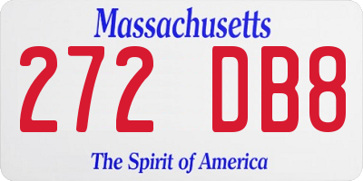 MA license plate 272DB8