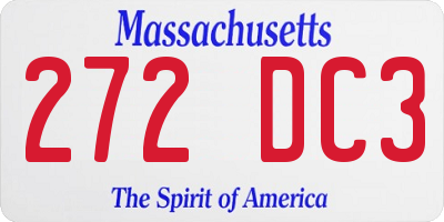 MA license plate 272DC3