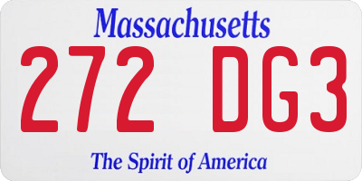 MA license plate 272DG3