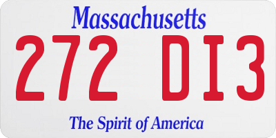MA license plate 272DI3