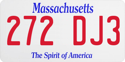 MA license plate 272DJ3