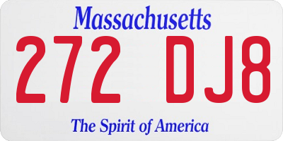 MA license plate 272DJ8
