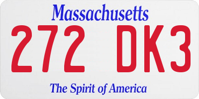 MA license plate 272DK3
