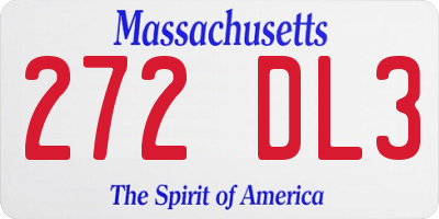 MA license plate 272DL3