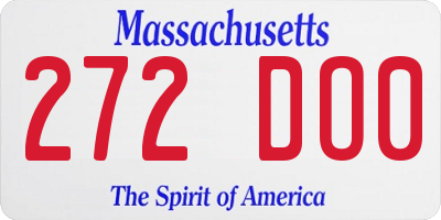 MA license plate 272DO0