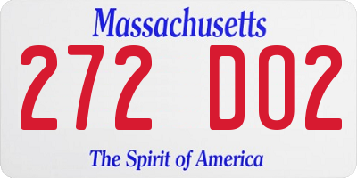 MA license plate 272DO2