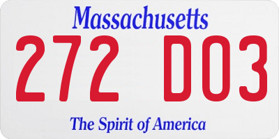 MA license plate 272DO3