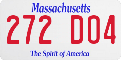 MA license plate 272DO4