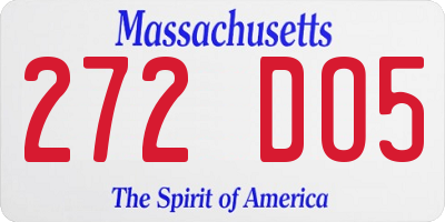 MA license plate 272DO5
