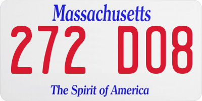 MA license plate 272DO8