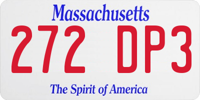 MA license plate 272DP3