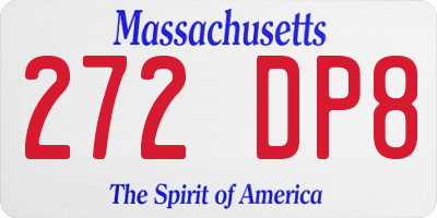 MA license plate 272DP8
