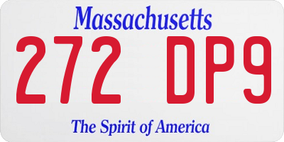 MA license plate 272DP9