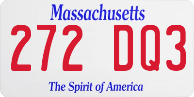 MA license plate 272DQ3