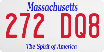 MA license plate 272DQ8
