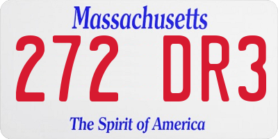 MA license plate 272DR3