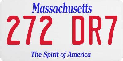 MA license plate 272DR7