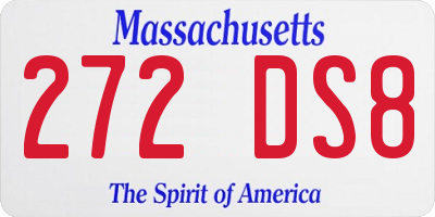 MA license plate 272DS8