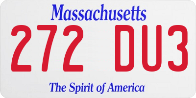 MA license plate 272DU3