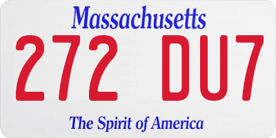 MA license plate 272DU7