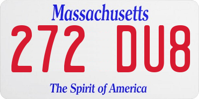 MA license plate 272DU8