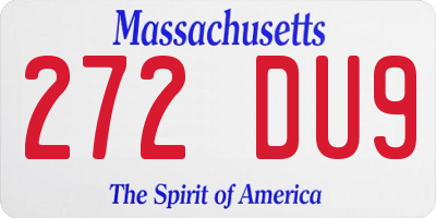 MA license plate 272DU9