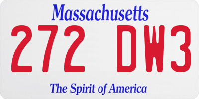 MA license plate 272DW3