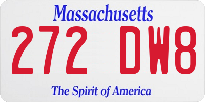 MA license plate 272DW8