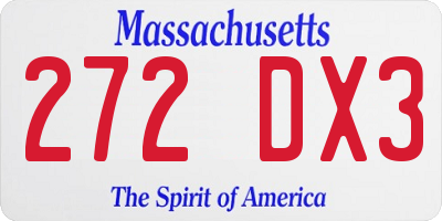 MA license plate 272DX3