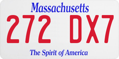 MA license plate 272DX7