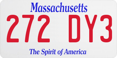 MA license plate 272DY3