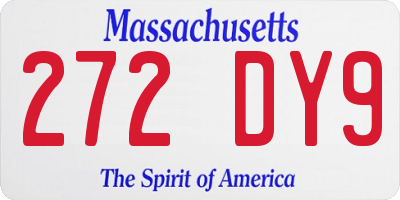 MA license plate 272DY9