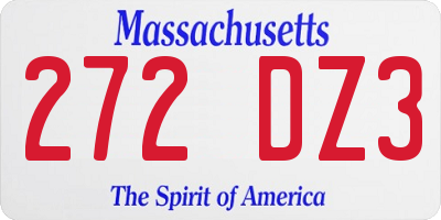 MA license plate 272DZ3