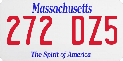 MA license plate 272DZ5