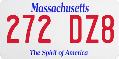 MA license plate 272DZ8